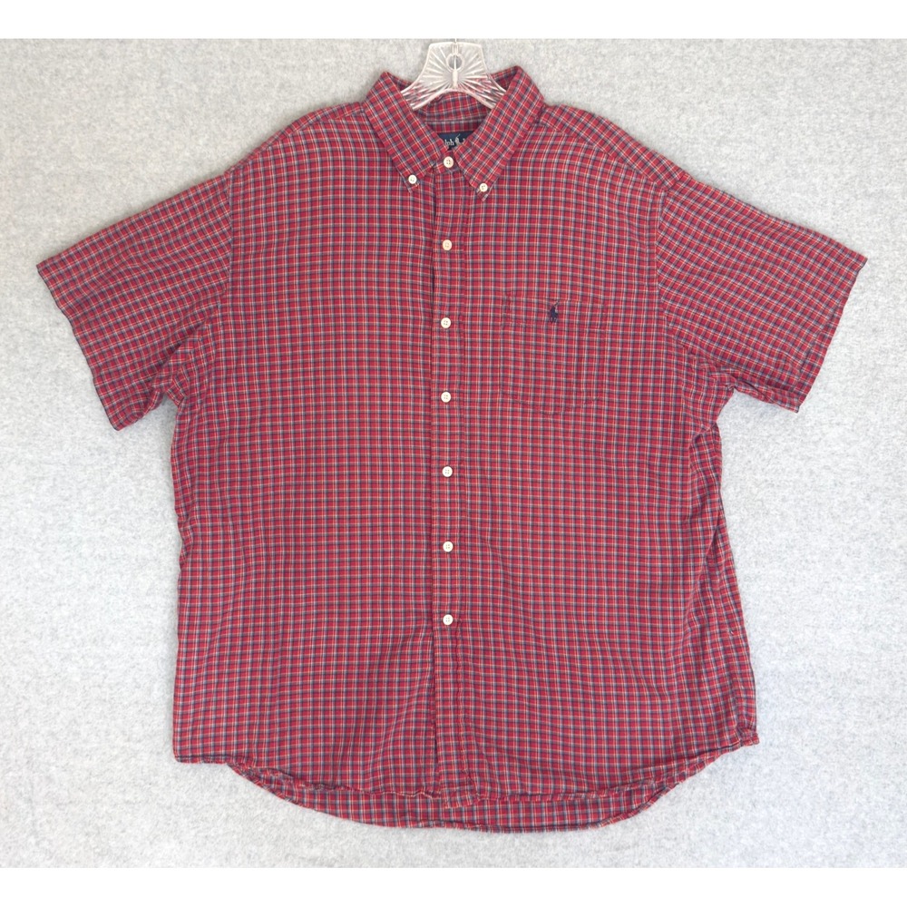 Ralph Lauren Button Down Shirt Mens XL Red Plaid Heritage Short Sleeve Cotton - Picture 2 of 7
